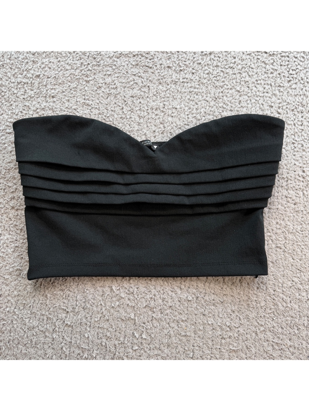 ZARA Black Pleated Strapless Sweetheart Bustier Crop Top Women’s M